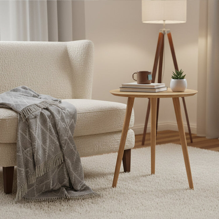 Viola 20\" Modern Round End Table – Natural Oak