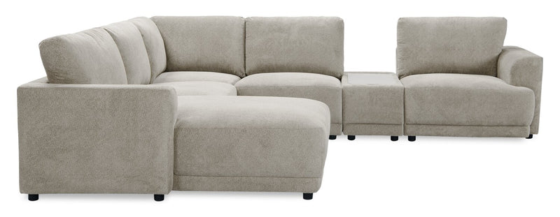 Voyage Modular 6-Piece Left-Facing Fabric Sectional with Console and Removable Back Cushions – Taupe
