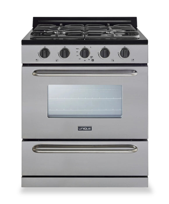 Classic Off-Grid by Unique 30\" 3.9 Cu. Ft. Propane Range with Battery Ignition - UGP-30G OF2 S/S 