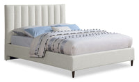 Kort & Co. Rain Upholstered Platform Bed in Taupe Fabric, Tufted - Queen Size 
