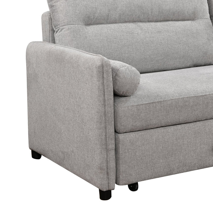 Shadow 82.5\" Linen-Look Fabric Sleeper Sofa with Storage and Two Armrest Pillows - Grey