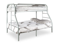 Logan Bunk Bed with Ladders & Guard Rail for Kids, Grey Metal - Twin/Full 