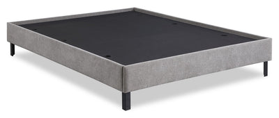 Amos Upholstered Platform Bed Base in Grey Fabric - Full Size | Base de lit plateforme Amos rembourrée en tissu gris - format lit double
