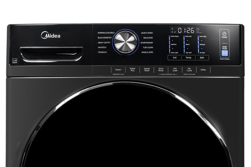 Midea 5.2 Cu. Ft. Front Load Washer with Steam Care – Grey - MLHW52S7AGG