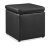Manitoba 18\" Square Faux Leather Storage Ottoman - Black