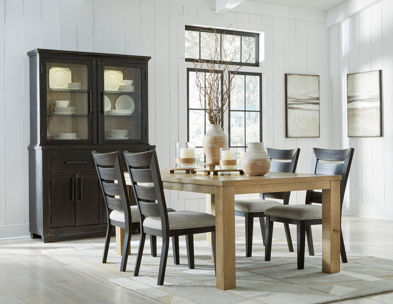 Logan 5pc Dining Set with Table & 4 Chairs, 72-108\"W Extension - Natural Oak & Rustic Black