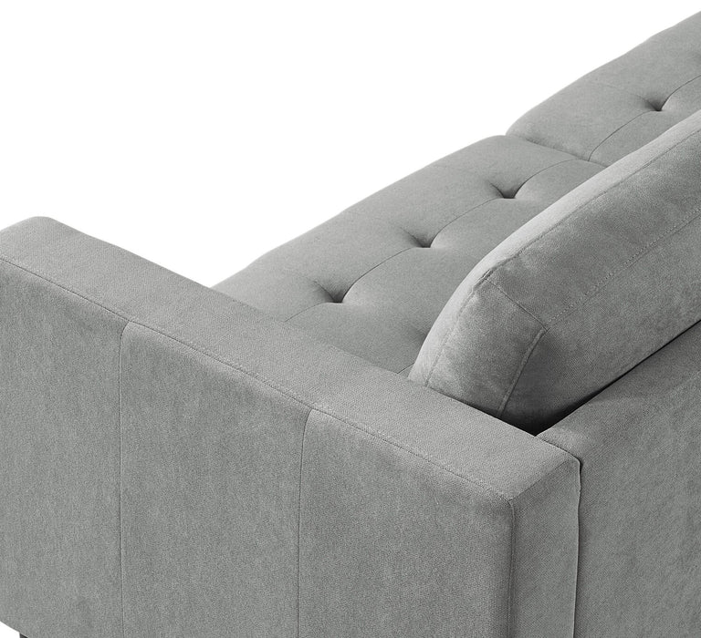 Metro 2-Piece Left-Facing Fabric Sectional with Chaise and Tufted Seat Cushions - Grey