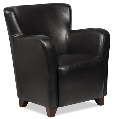 Zello 29.92" Faux Leather Accent Chair with Wood Legs - Black | Fauteuil d’appoint Zello de 29,92 po en similicuir avec pattes en bois - noir
