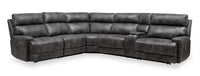 Kelvin 6-Piece Grey Fabric Power Reclining Sectional with Storage Console and USB Port 