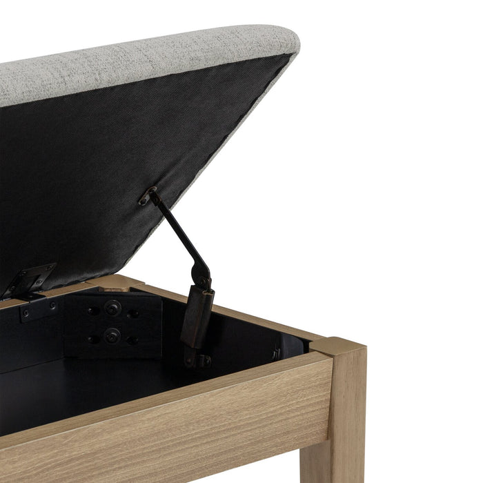 Cove Dining Bench with Cushion Fabric Seat, Lift Top Storage, 46\"W - Natural/Grey