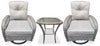 Vienna 3-Piece Outdoor Patio Conversation Set with 2 Swivel Chairs & Glass Top Coffee Table - Resin Wicker, UV & Weather Resistant - Grey