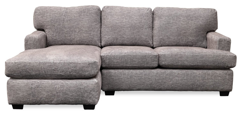 Made in Canada Luxe 2-Piece Left-Facing Fabric Sectional with Removable Cushions - Zaftig Dove Grey