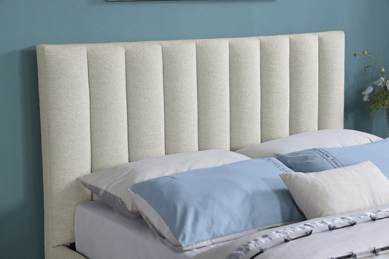Kort & Co. Rain Upholstered Platform Bed in Taupe Fabric, Tufted - Queen Size