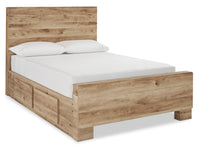 Derekson Storage Bed with 2 Built-In Side Drawers, Natural - Queen Size 