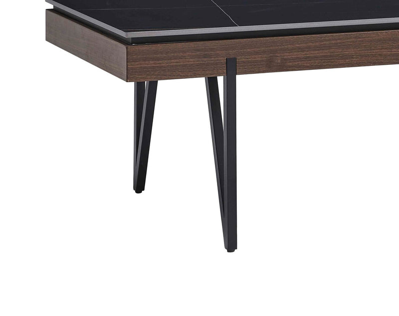 Juno 48\" Modern Coffee Table with Sintered Stone Top - Black