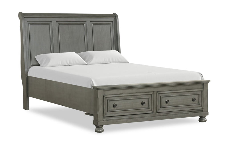 Chelsea 5pc Bedroom Set with Storage Bed, Dresser & Mirror, Grey - Queen Size