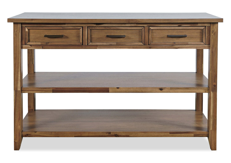 Nathan 50\" Rustic Sofa Table with Storage and Shelf - Light Brown