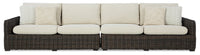 Halifax 2-Piece Outdoor Patio Set with Right & Left Facing Loveseats, UV & Weather Resistant - Beige/Brown 