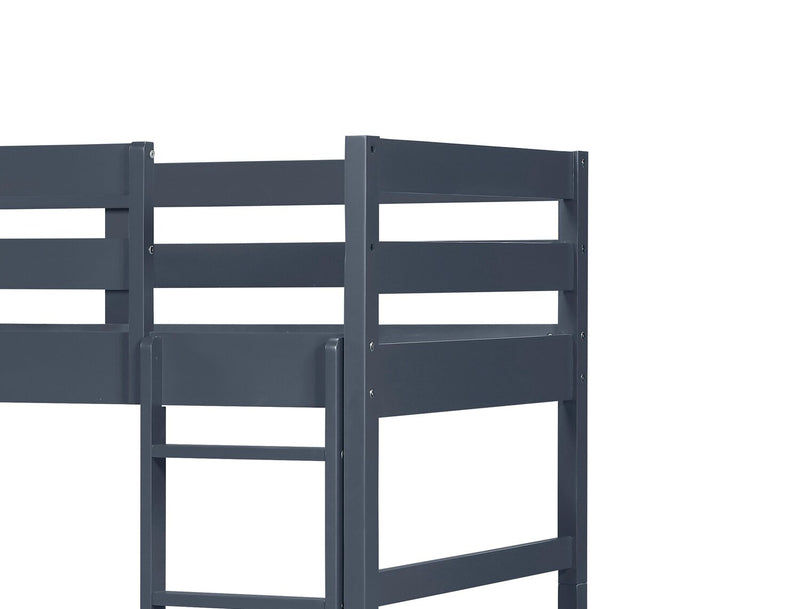 Quinn Bunk Bed with Ladder & Guard Rail for Kids, Blue - Twin/Twin