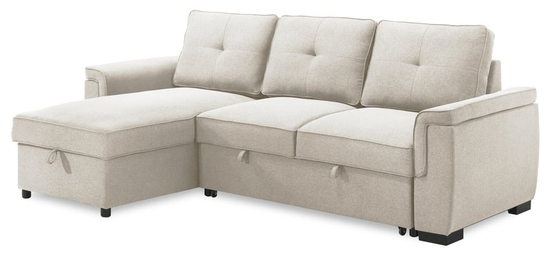 Eden 2-Piece Reversible Fabric Sleeper Sectional with Storage Chaise and Removable Back Cushions - Taupe