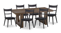 Kort & Co. Sol 7pc Dining Set with Table & 6 Chairs, Pedestal Base, 78