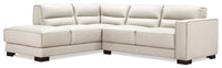 Citadel 2-Piece Left-Facing Top-Grain Genuine Leather Sectional with Wood Legs - Frost White 