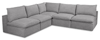 Fusion Modular 5-Piece Silver Grey Chenille Fabric Armless Sectional 