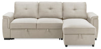 Eden 2-Piece Reversible Fabric Sleeper Sectional with Storage Chaise and Removable Back Cushions - Taupe