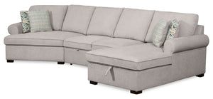 Scott Living Haven 3-Piece Left-Facing Chenille Fabric Cuddler Sleeper Sectional with Storage - Grey