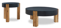 Sutton 42” Modern 2-Pack Round Solid Wood Coffee + End Table - Black 