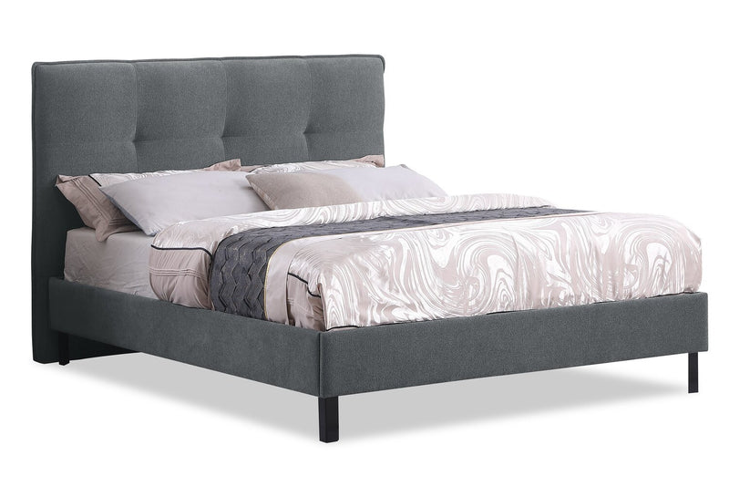 Amos Upholstered Headboard in Charcoal Fabric, Tufted - King Size