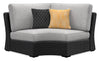 ["Jasper Outdoor Patio Corner Chair - Resin Wicker, Nuvella Fabric, UV & Weather Resistant - Grey/Black"]