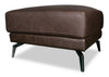 Melrose 31\" Top-Grain Genuine Leather Ottoman with Metal Legs - Dark Brown