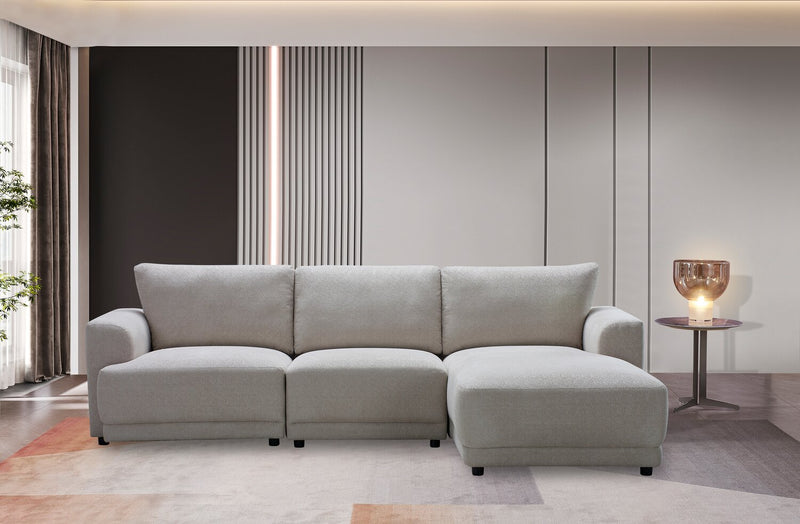 Voyage Modular 3-Piece Right-Facing Fabric Sectional with Removable Back Cushions – Taupe