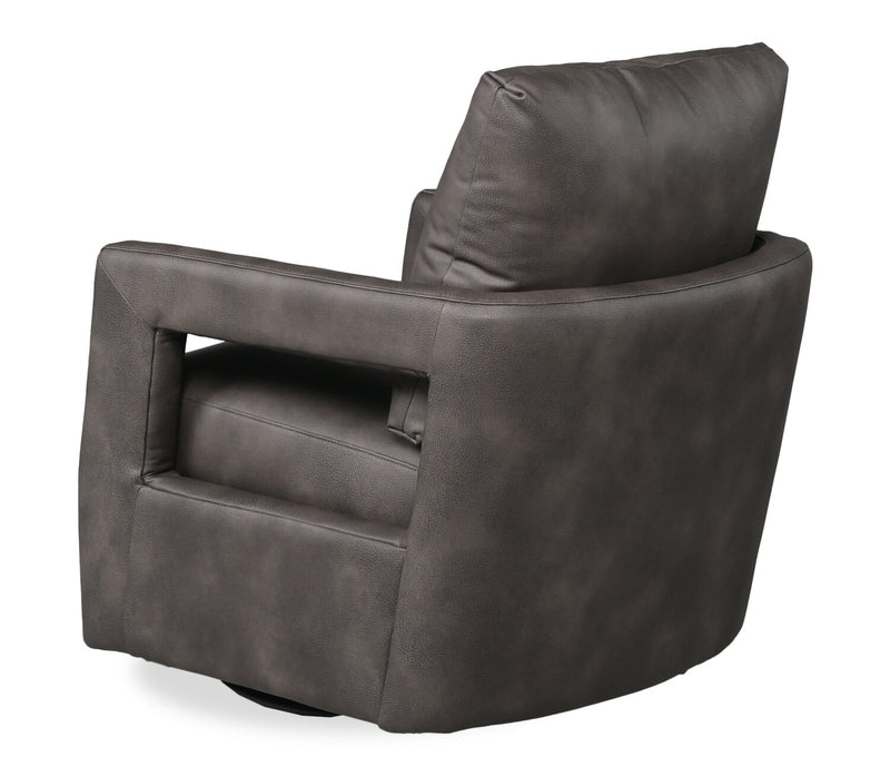 Ever 28\" Swivel Leather-Like Fabric Accent Chair – Dark Brown 