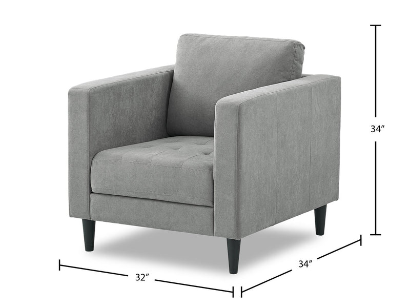 Metro 32\" Fabric Chair with Tufted Seat Cushion and Reversible Back Cushion - Grey