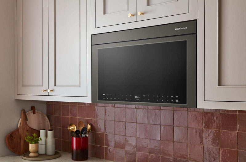KitchenAid Multifunction Smart Flush Mount Over-the-Range Microwave Oven – Black Ore - YKMMF730PBE