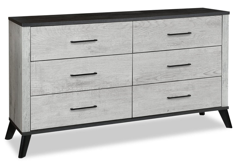 Blake 5pc Bedroom Set with Bed, Dresser & Mirror, Grey & Black - Queen Size