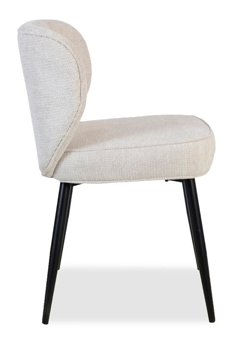 Sara Wing-Back Dining Chair with Polyester Fabric, Metal - White