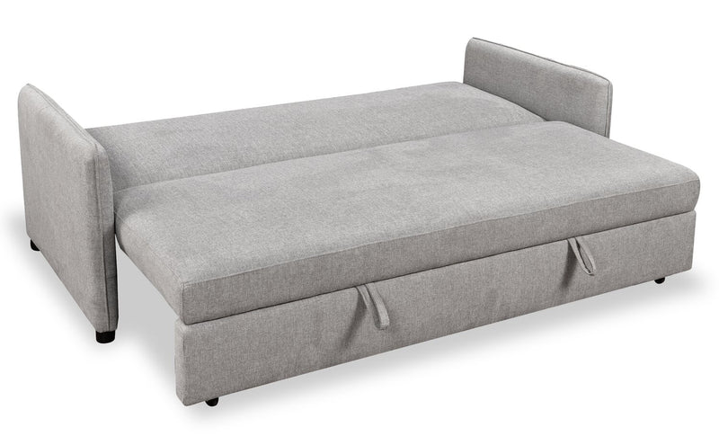 Shadow 82.5\" Linen-Look Fabric Sleeper Sofa with Storage and Two Armrest Pillows - Grey