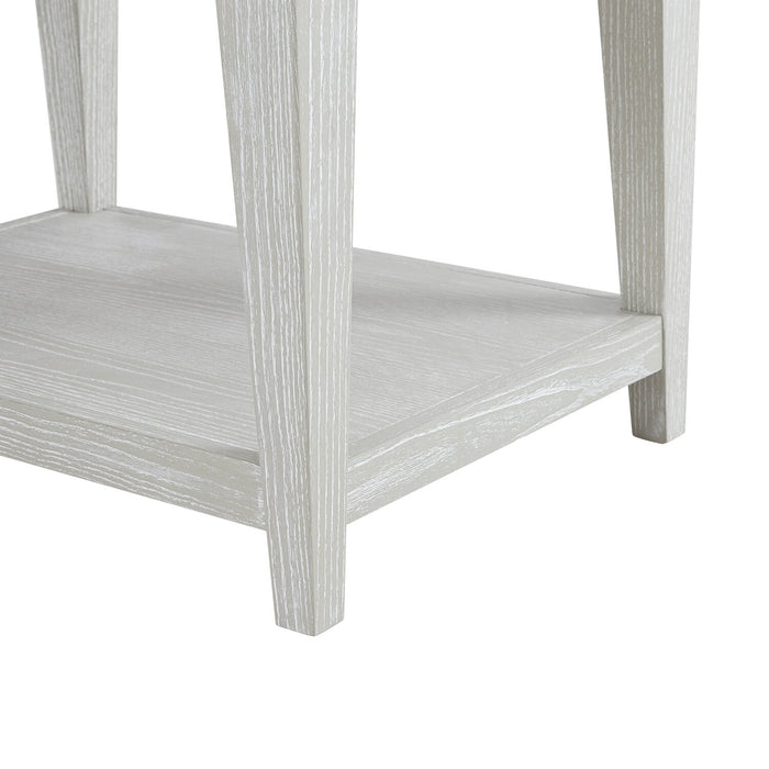 Vida 19” Solid Wood Chairside Table with Storage, Shelf, Lighting and USB - Sand