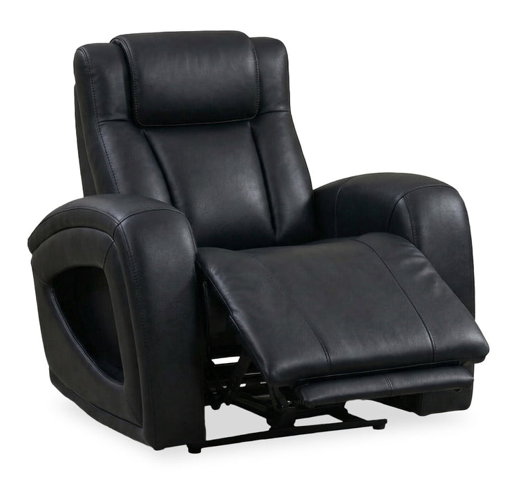 Shaquille O’Neal Home Titan 42\" Genuine Leather Power Reclining Chair with Shaq-o-pedic Comfort – Black