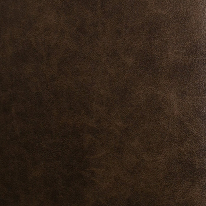 Melrose 31\" Top-Grain Genuine Leather Ottoman with Metal Legs - Dark Brown