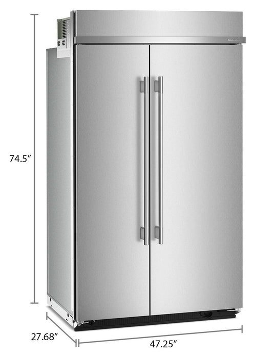 Kitchenaid 48\" 29.4 Cu. Ft. Built-In Side-by-Side Refrigerator – Stainless Steel - KBSN748SPS