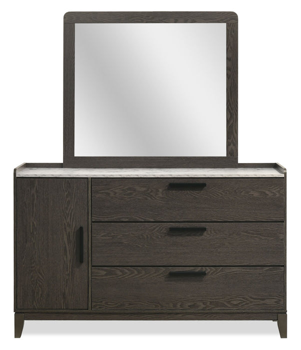 Sable 5pc Bedroom Set with Bed, Dresser & Mirror, Dark Grey - King Size