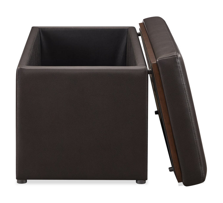 Edmonton 32\" Faux Leather Storage Ottoman - Espresso