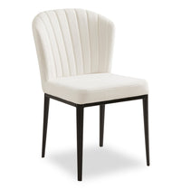 Zoe Dining Chair with Polyester Fabric, Metal - Ivory 