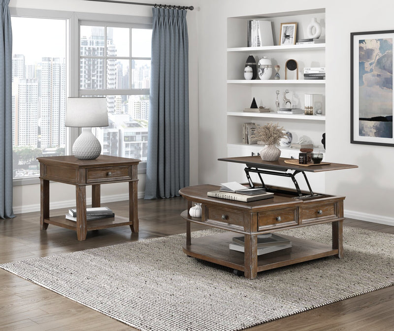 Weston 24” Traditional End Table with Storage and USB Port - Brown Elm