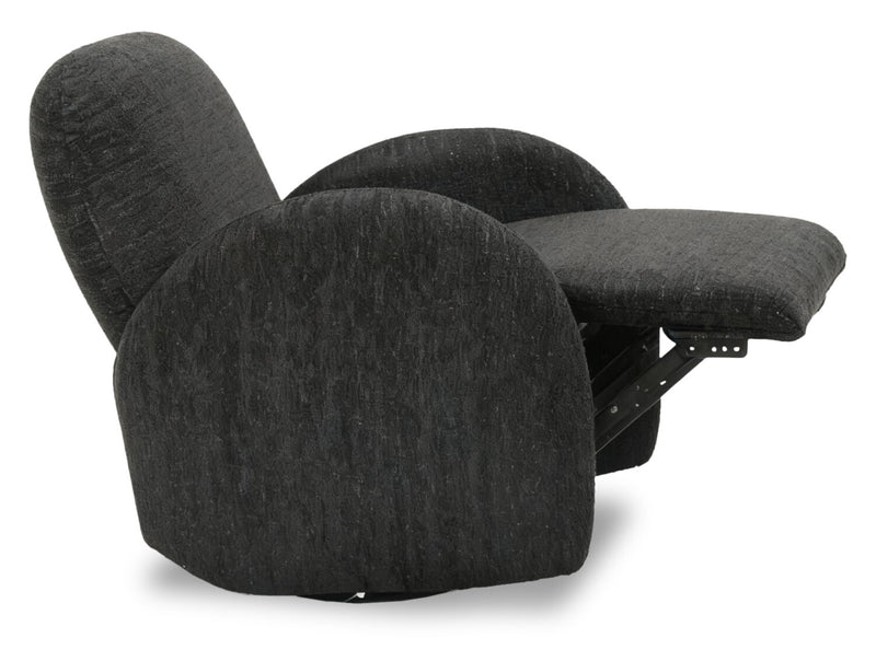 Shay 33\" Chenille Fabric Swivel Glider Reclining Accent Chair - Ebony