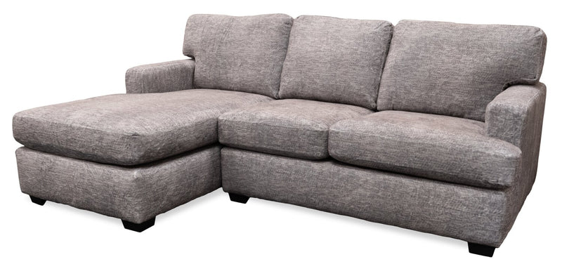 Made in Canada Luxe 2-Piece Left-Facing Fabric Sectional with Removable Cushions - Zaftig Dove Grey